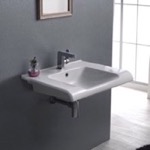 CeraStyle 090600-U Rectangular White Ceramic Wall Mounted or Drop In Bathroom Sink